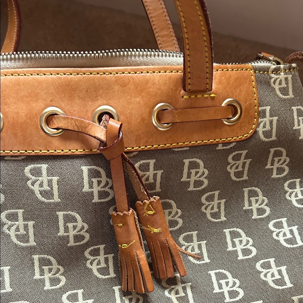 Dooney & Bourke Tan & off white Monogram Shoulder Bag